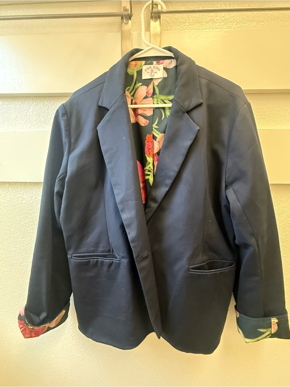 PWR WMN Navy Floral-Lined Women's Blazer XXL - Picture 3 of 6